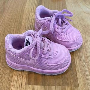 New! Baby Girl Pink Corduroy Nike Air Force - Size 4C!